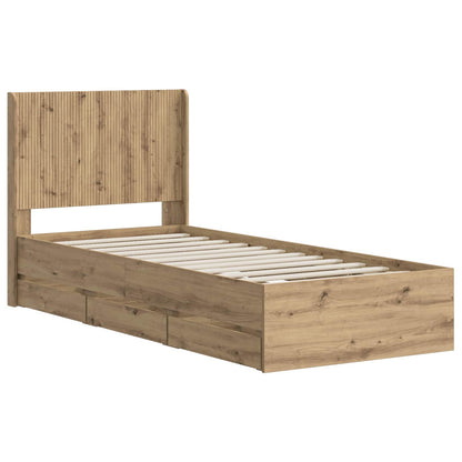 Bedframe met opbergruimte en hoofdbord Artisan Oak 90 x 200 cm