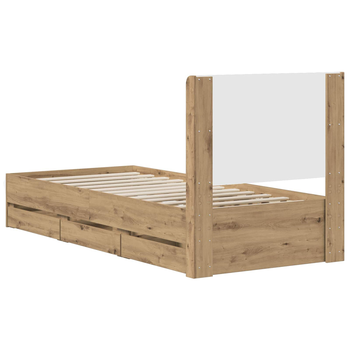 Bedframe met opbergruimte en hoofdbord Artisan Oak 90 x 200 cm
