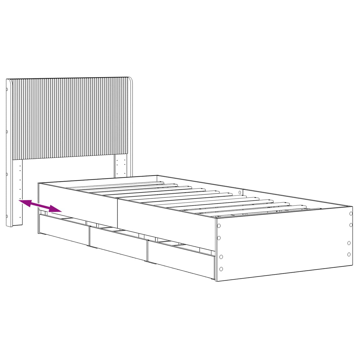 Bedframe met opbergruimte en hoofdbord Artisan Oak 90 x 200 cm