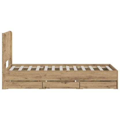 Bedframe met opbergruimte en hoofdbord Artisan Oak 90 x 200 cm
