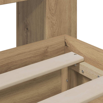 Bedframe met opbergruimte en hoofdbord Artisanaal eiken