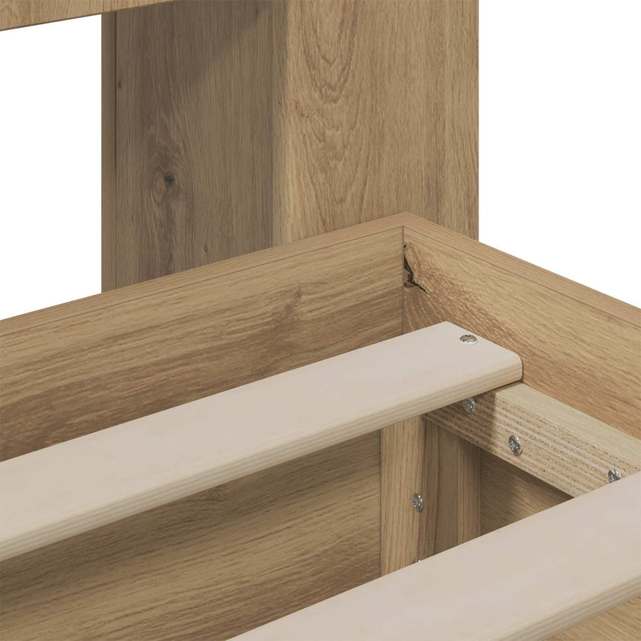 Bedframe met opbergruimte en hoofdbord Artisanaal eiken