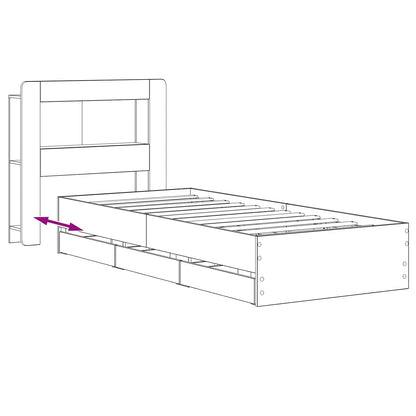 Bedframe met opbergruimte en hoofdbord Artisanaal eiken