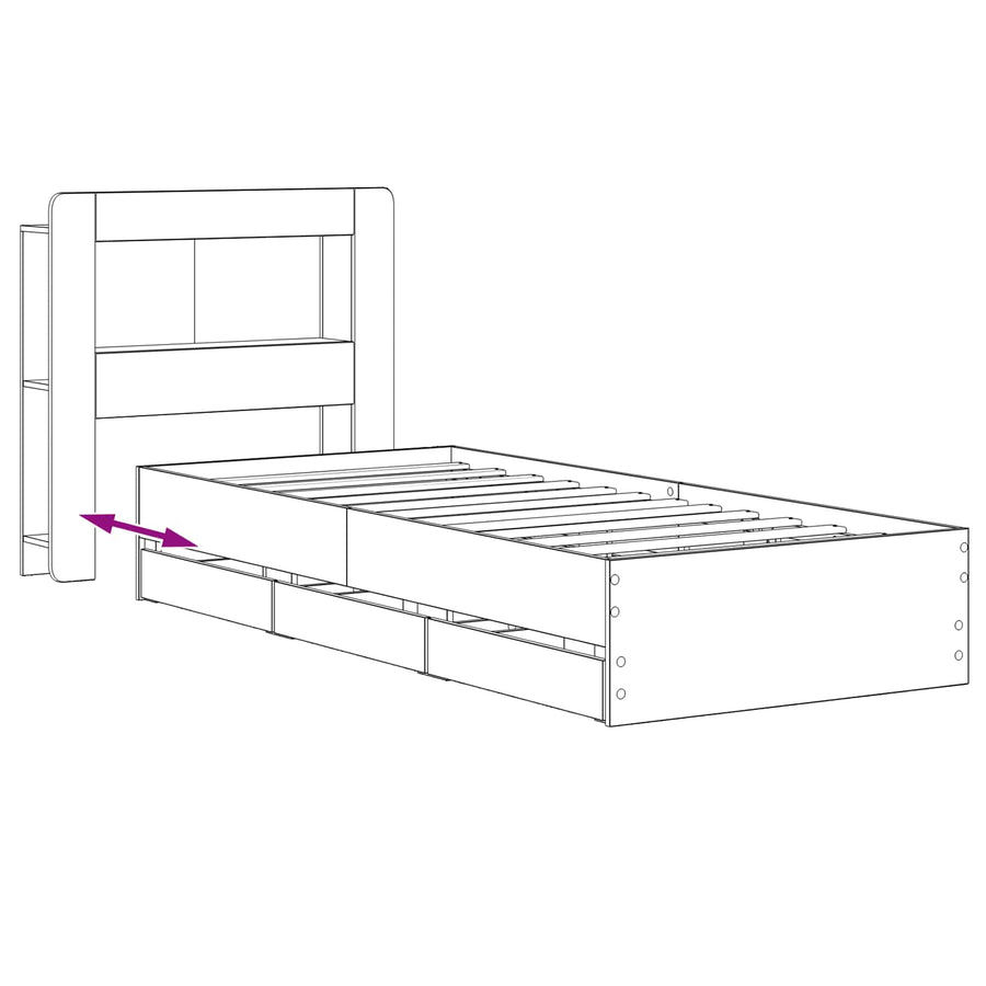 Bedframe met opbergruimte en hoofdbord Artisanaal eiken