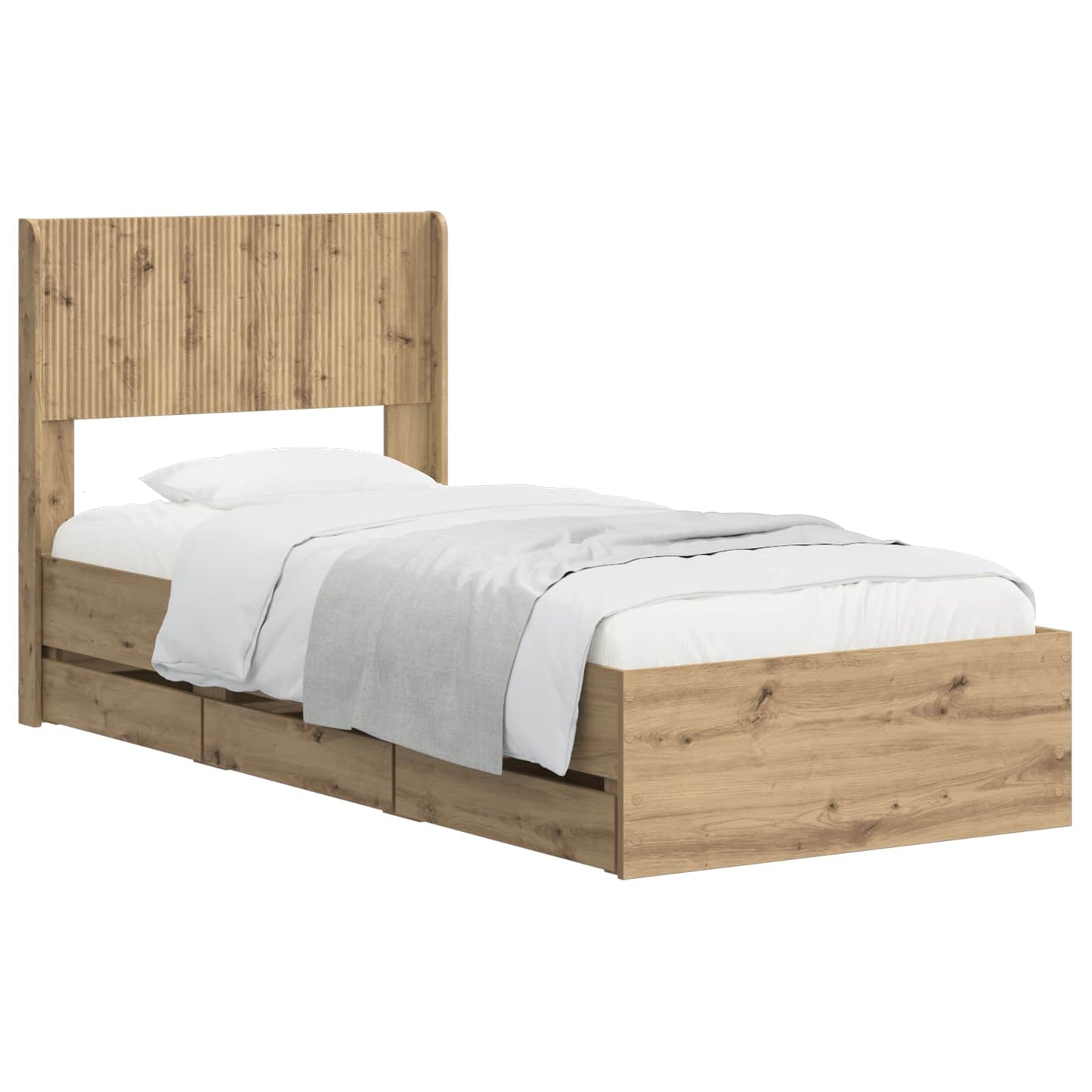 Bedframe met opbergruimte en hoofdbord Artisan Oak 90 x 200 cm