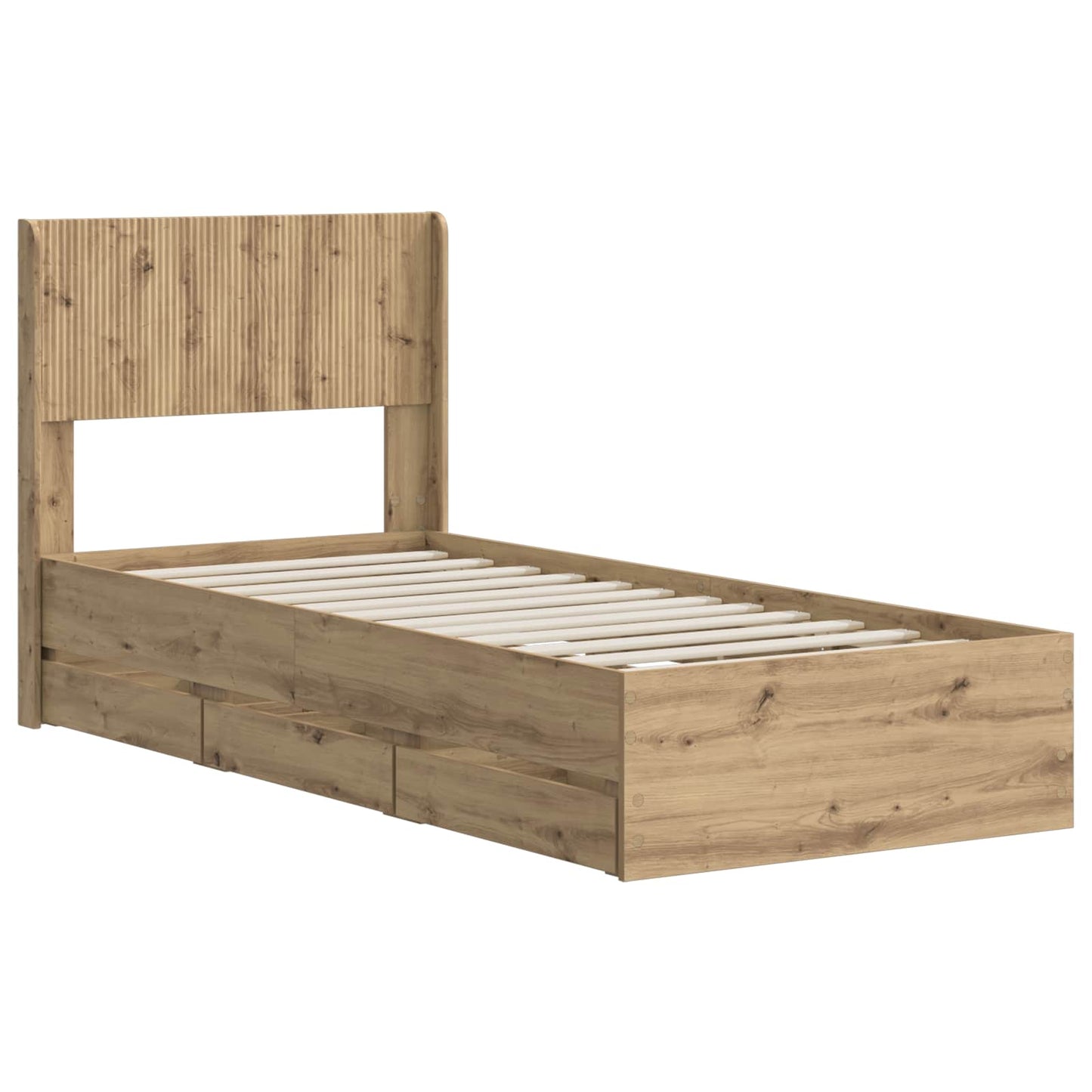 Bedframe met opbergruimte en hoofdbord Artisan Oak 90 x 200 cm