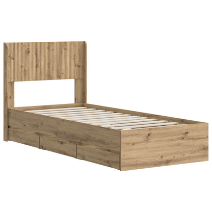 Bedframe met opbergruimte en hoofdbord Artisan Oak 90 x 200 cm