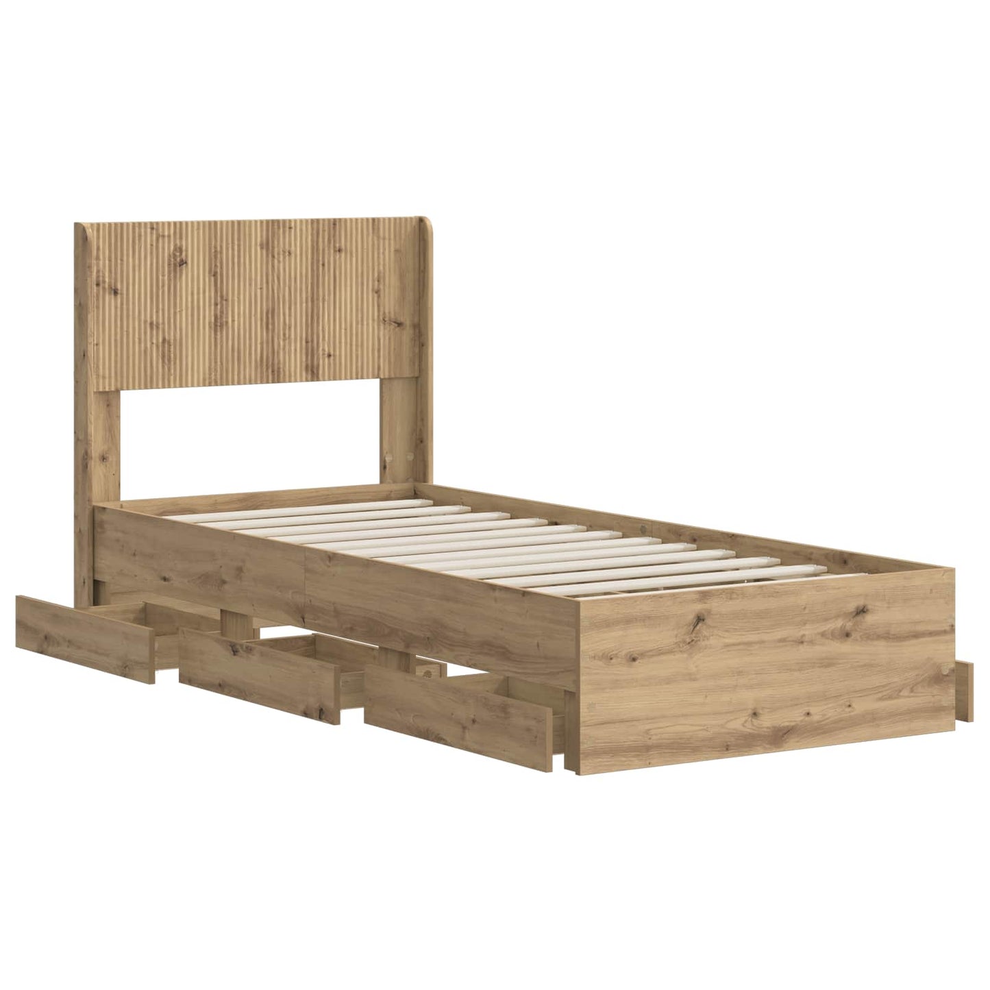 Bedframe met opbergruimte en hoofdbord Artisan Oak 90 x 200 cm