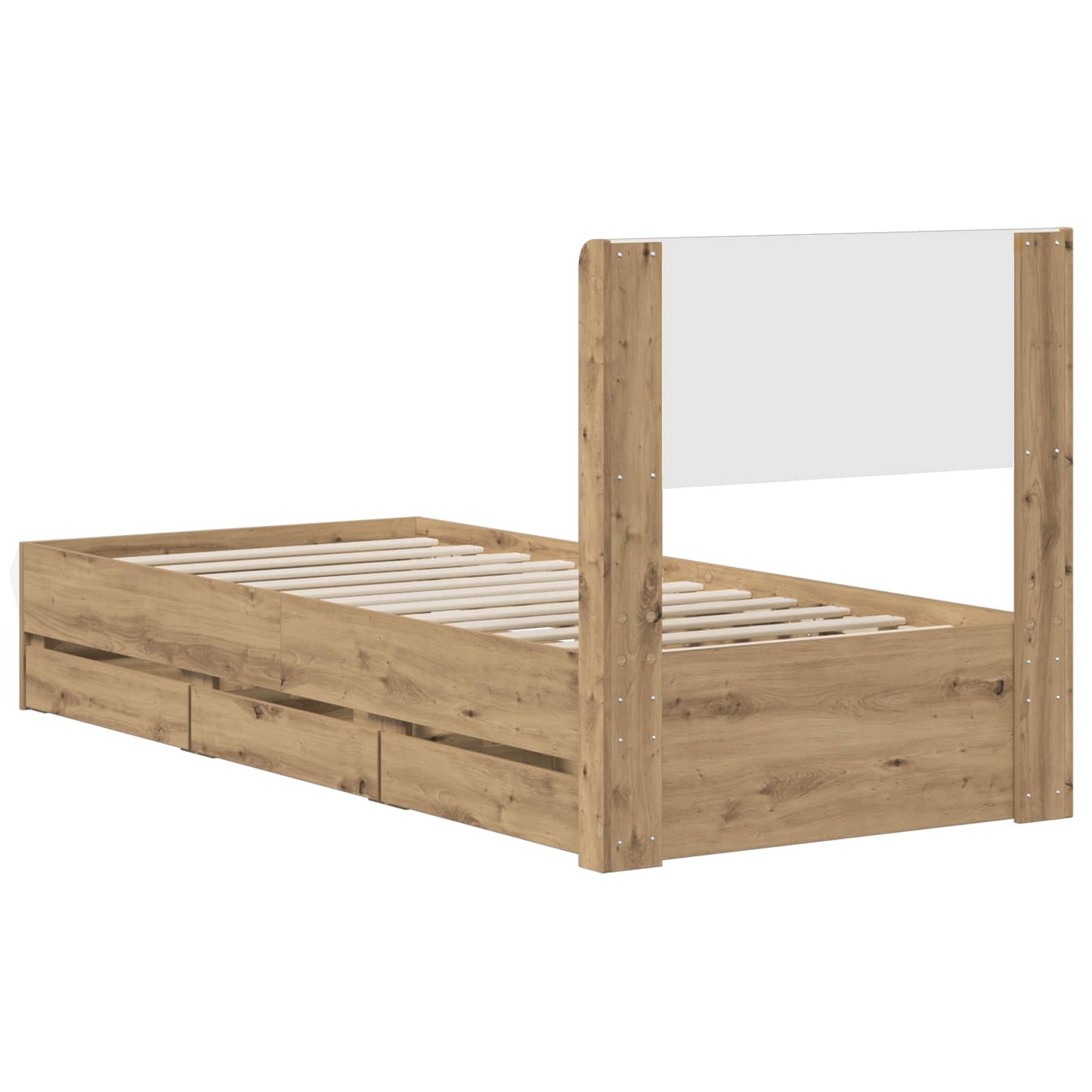 Bedframe met opbergruimte en hoofdbord Artisan Oak 90 x 200 cm