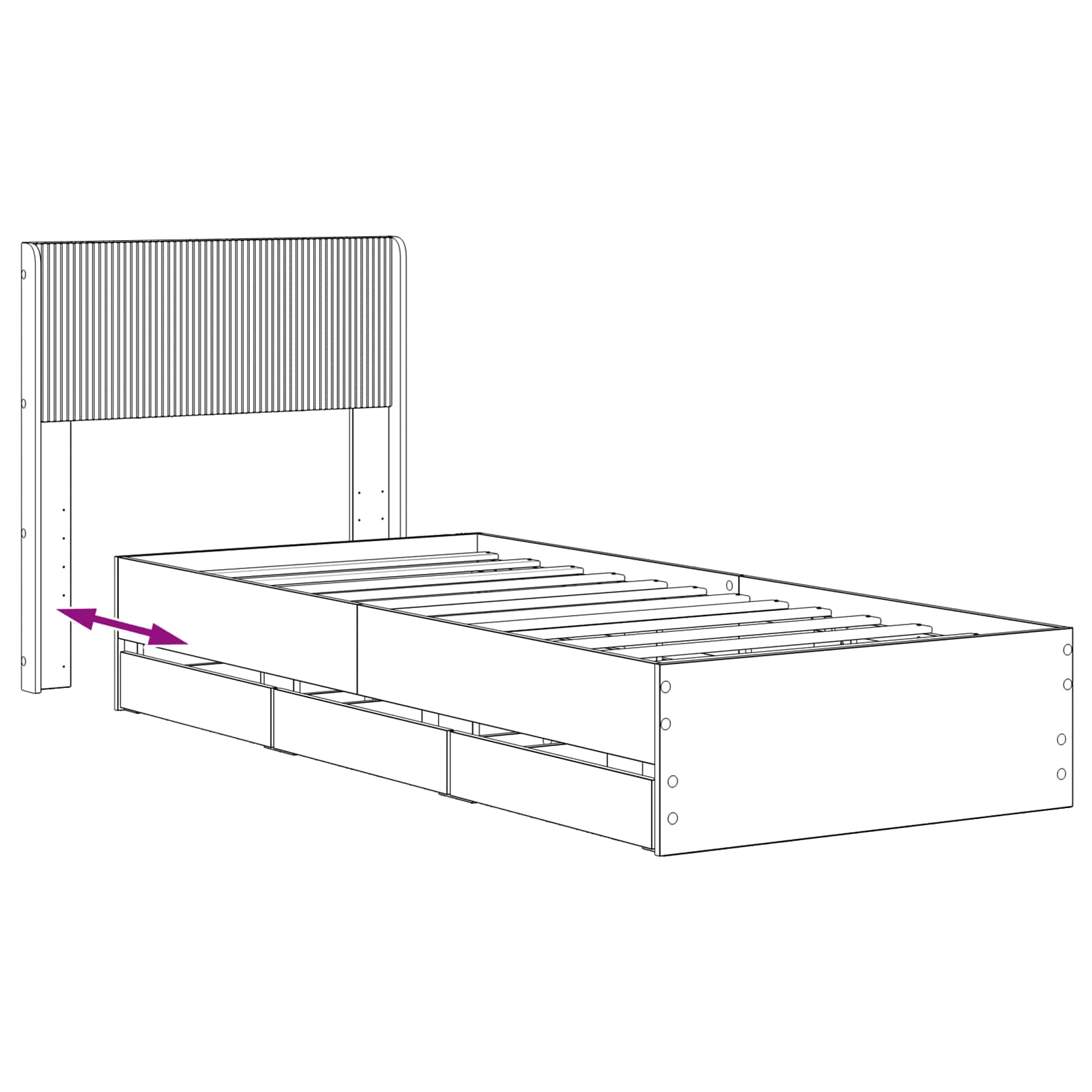 Bedframe met opbergruimte en hoofdbord Artisan Oak 90 x 200 cm
