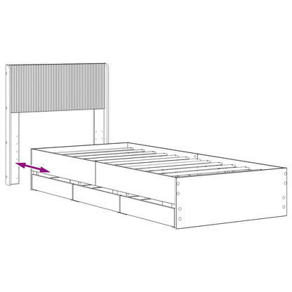 Bedframe met opbergruimte en hoofdbord Artisan Oak 90 x 200 cm