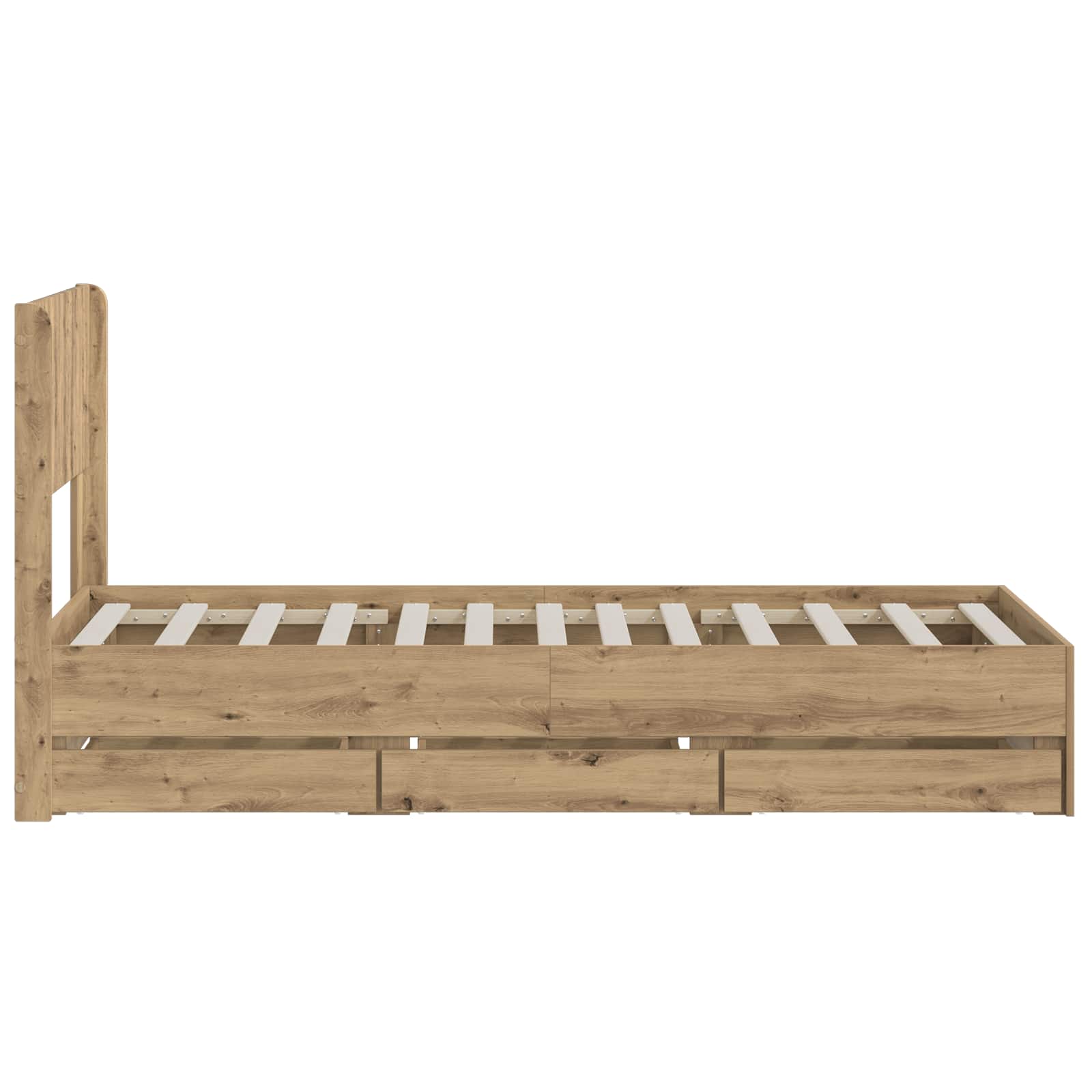 Bedframe met opbergruimte en hoofdbord Artisan Oak 90 x 200 cm