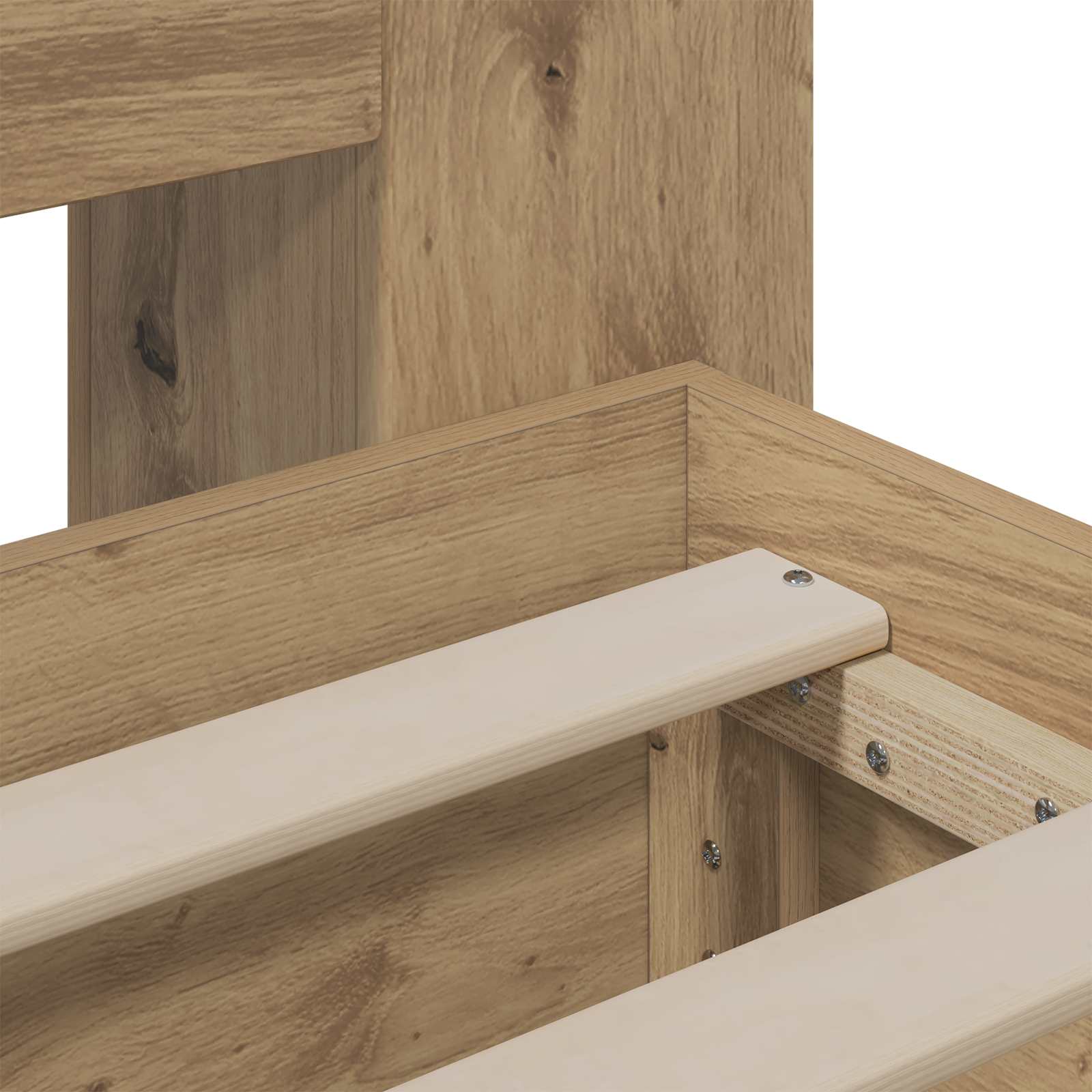 Bedframe met opbergruimte en hoofdbord Artisanaal eiken