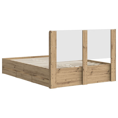 Bedframe met opbergruimte en hoofdbord Artisan Oak 140 x 190 cm