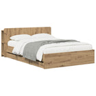 Bedframe 140x190 cm opbergruimte hoofdbord bewerkt hout eiken