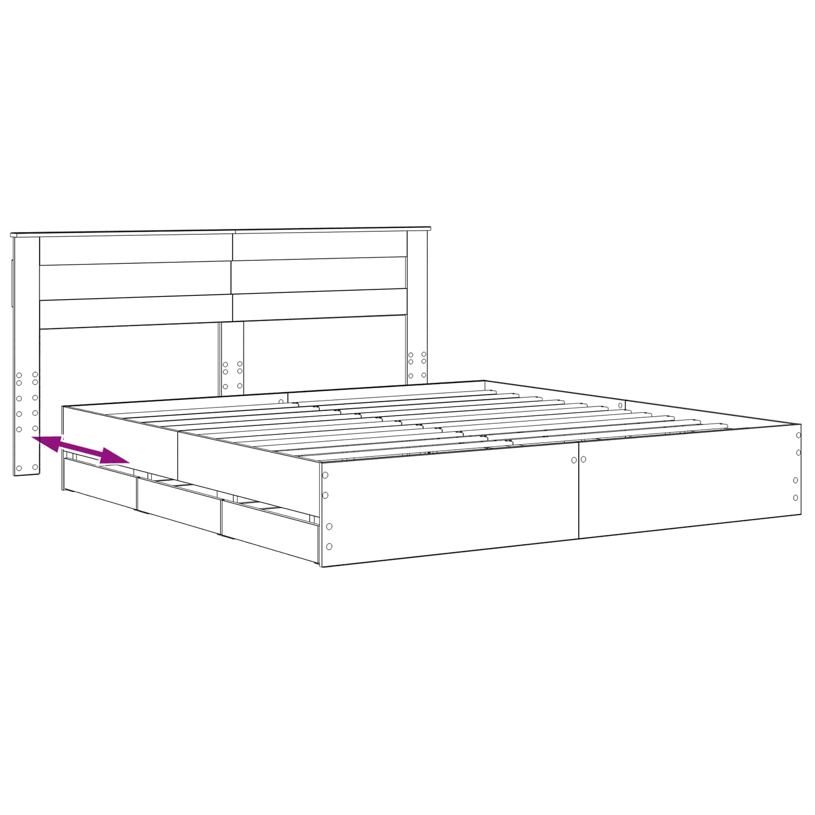Bed Frame with Storage and Headboard Artisan Oak 180 x 200 cm