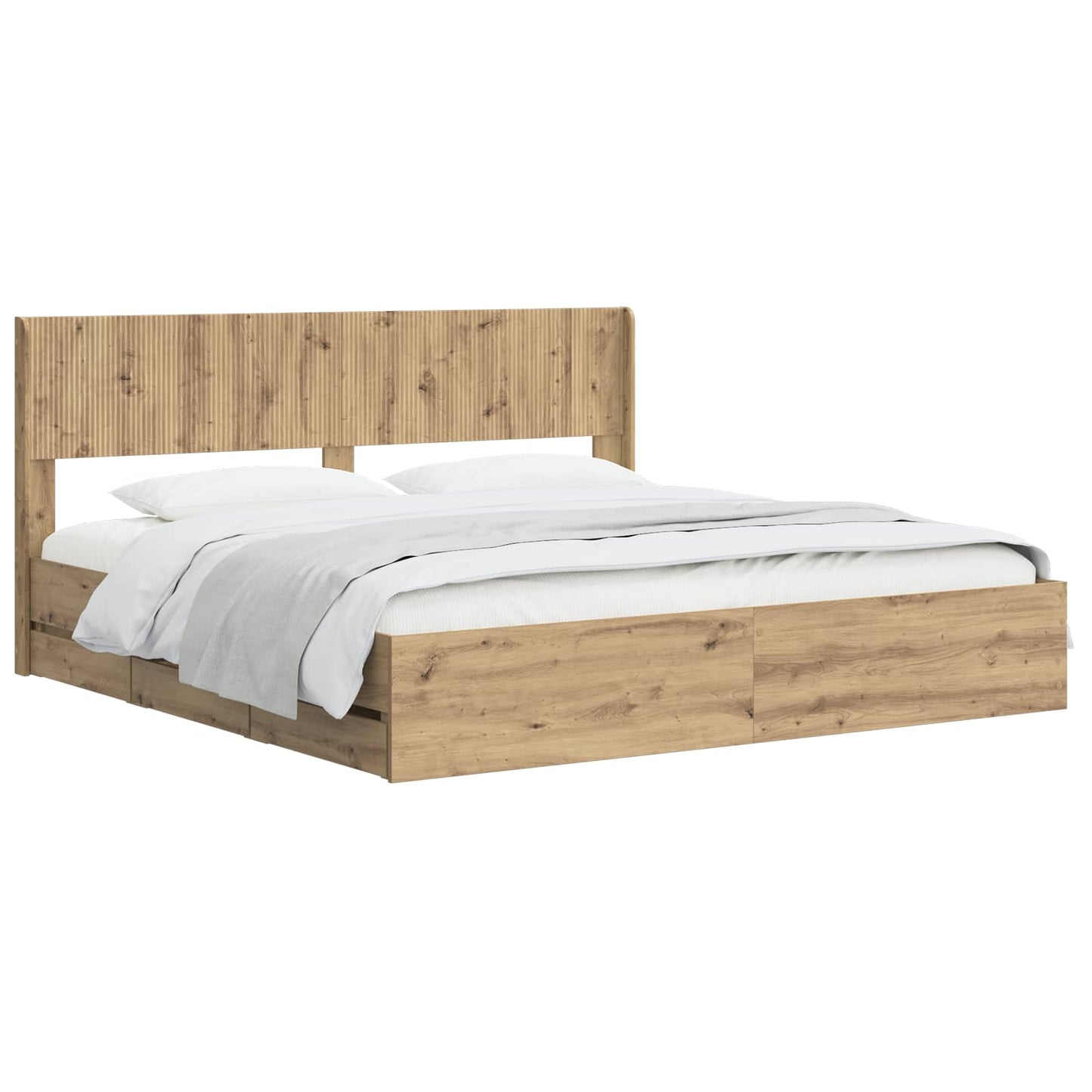 Bedframe met opbergruimte en hoofdbord Artisan Oak 180 x 200 cm