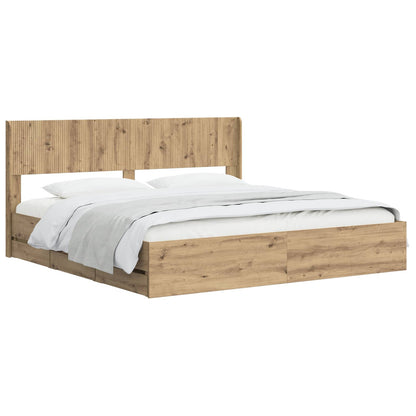 Bedframe met opbergruimte en hoofdbord Artisan Oak 180 x 200 cm