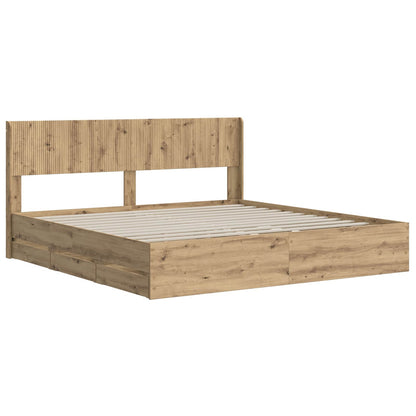 Bedframe met opbergruimte en hoofdbord Artisan Oak 180 x 200 cm