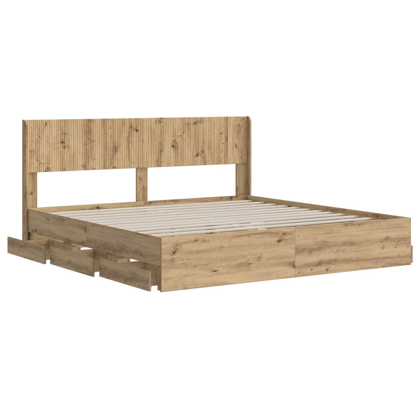 Bedframe met opbergruimte en hoofdbord Artisan Oak 180 x 200 cm