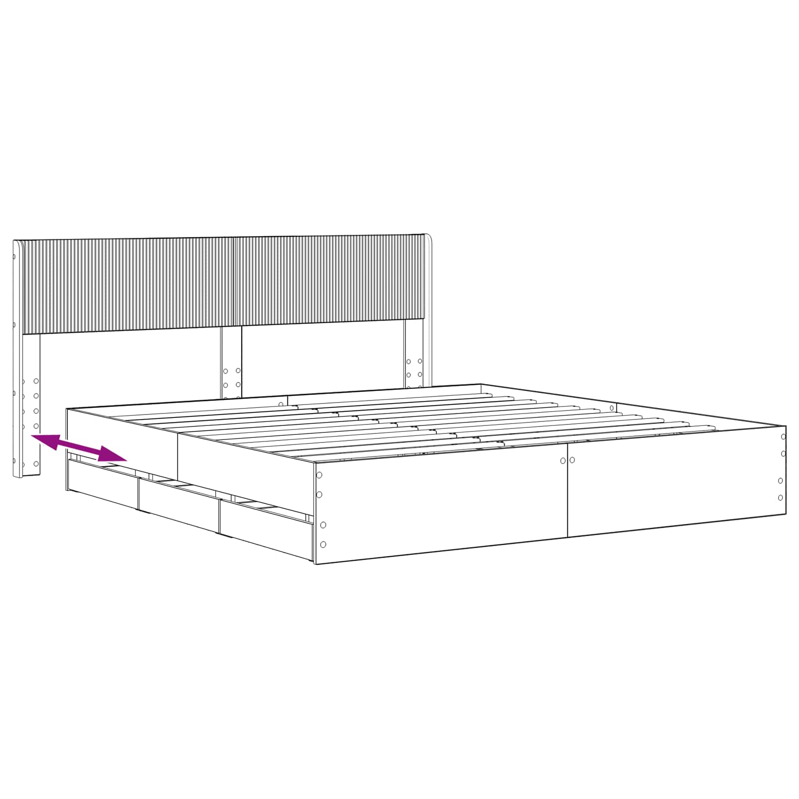 Bedframe met opbergruimte en hoofdbord Artisan Oak 180 x 200 cm
