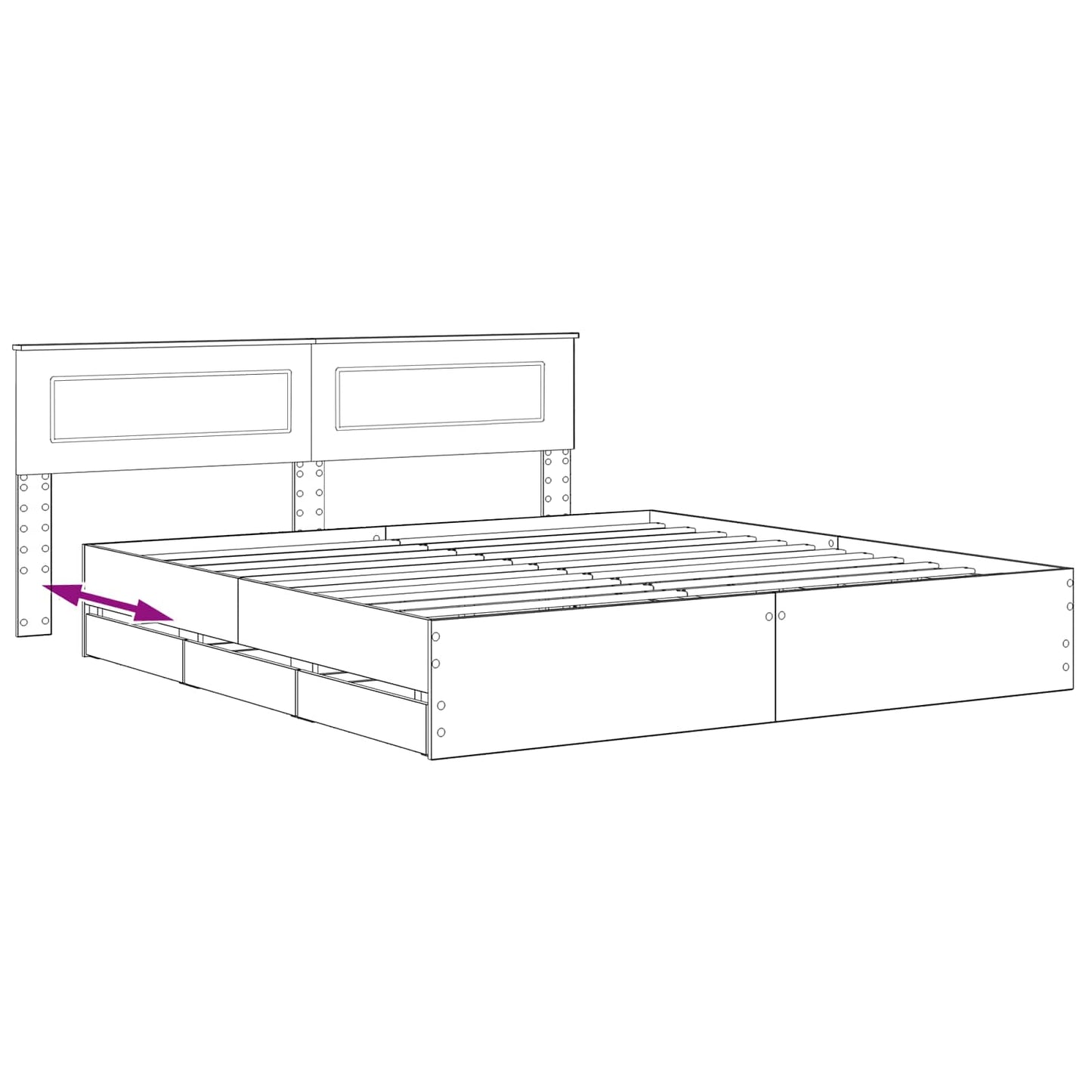 Bed Frame with Storage and Headboard Artisan Oak 180 x 200 cm