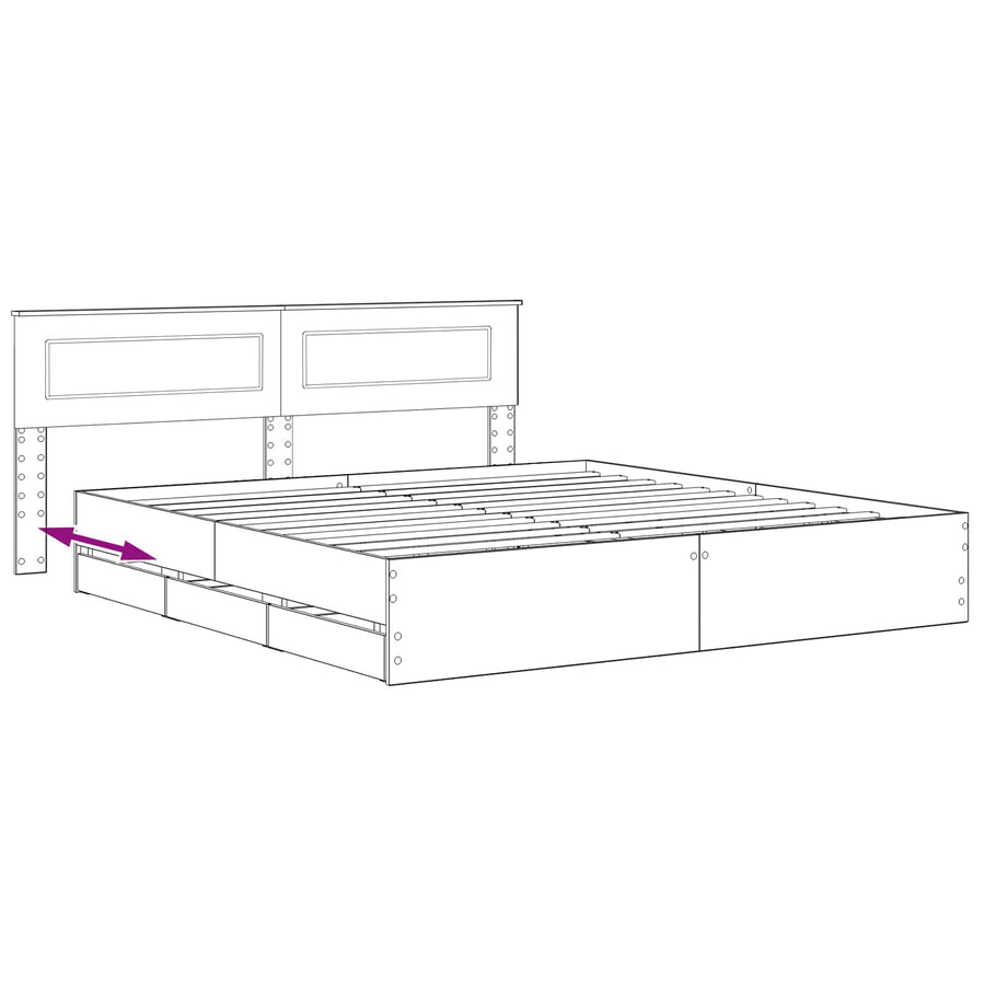 Bed Frame with Storage and Headboard Artisan Oak 180 x 200 cm