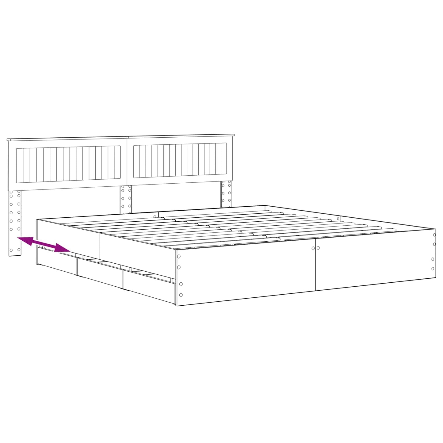 Bed Frame with Storage and Headboard Artisan Oak 180 x 200 cm