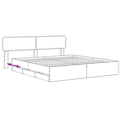 Bed Frame with Storage and Headboard Artisan Oak 180 x 200 cm