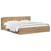 Bedframe 180x200 cm eiken met opbergruimte