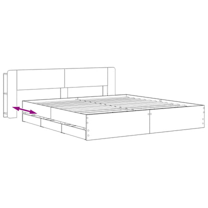 Bedframe met opbergruimte en hoofdbord Artisanaal eiken