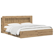 Bedframe 180x200 cm eiken met opbergruimte en hoofdbord