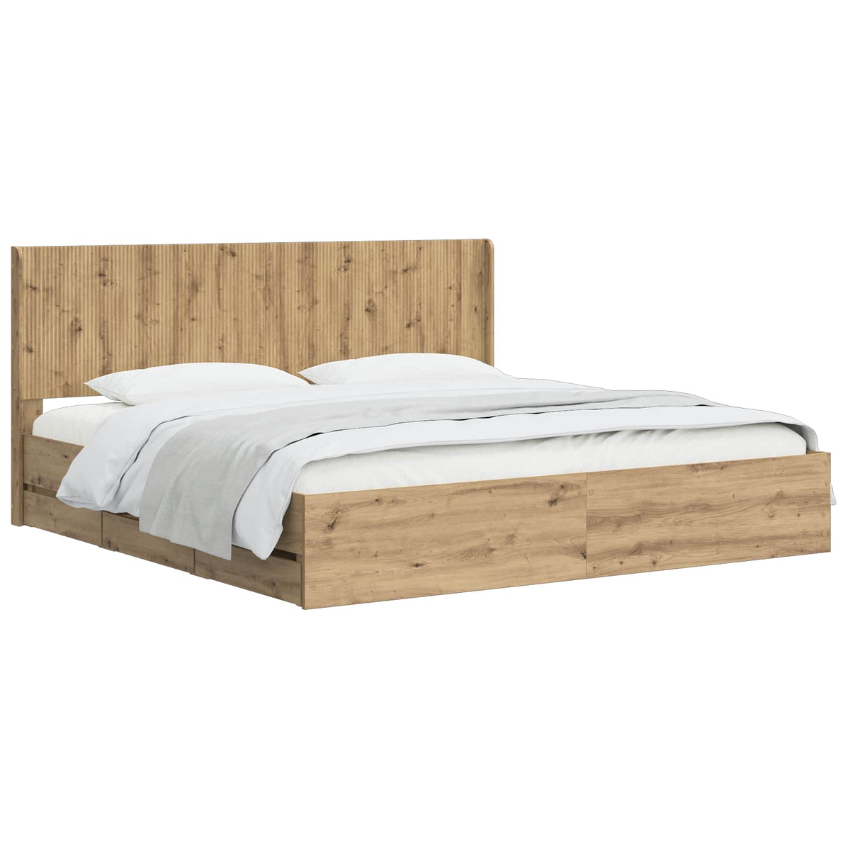 Bedframe met opbergruimte en hoofdbord Artisan Oak 180 x 200 cm