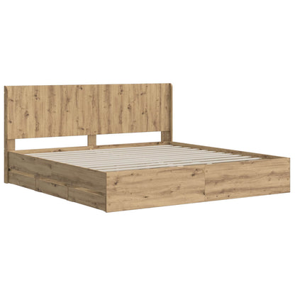 Bedframe met opbergruimte en hoofdbord Artisan Oak 180 x 200 cm