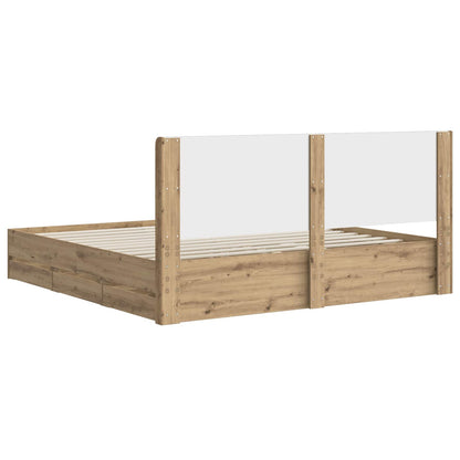 Bedframe met opbergruimte en hoofdbord Artisan Oak 180 x 200 cm