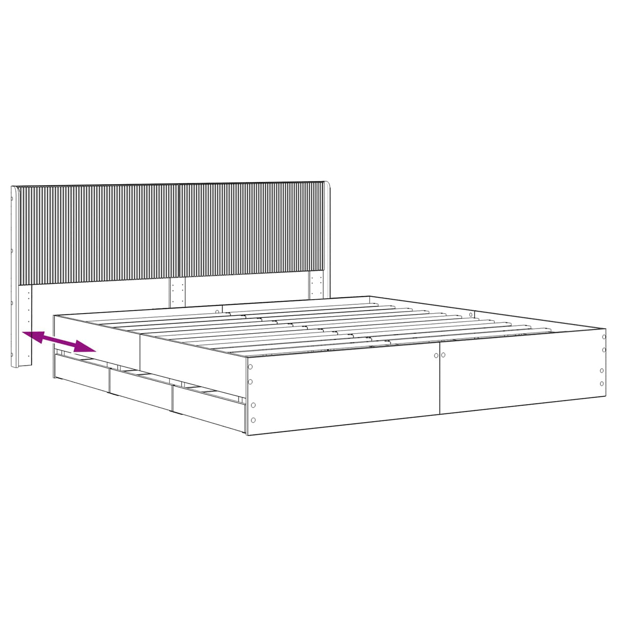 Bedframe met opbergruimte en hoofdbord Artisan Oak 180 x 200 cm