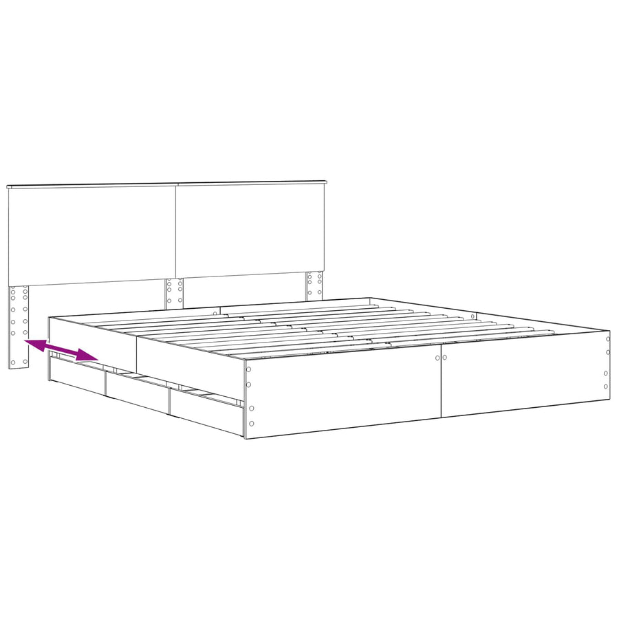 Bed Frame with Storage and Headboard Artisan Oak 180 x 200 cm
