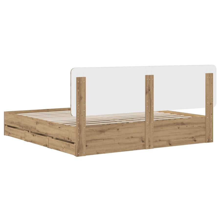 Bed Frame with Storage and Headboard Artisan Oak 180 x 200 cm