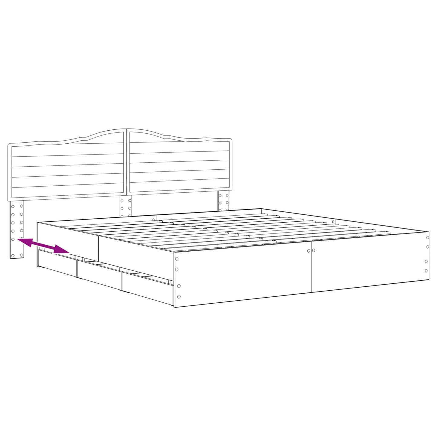 Bed Frame with Storage and Headboard Artisan Oak 180 x 200 cm