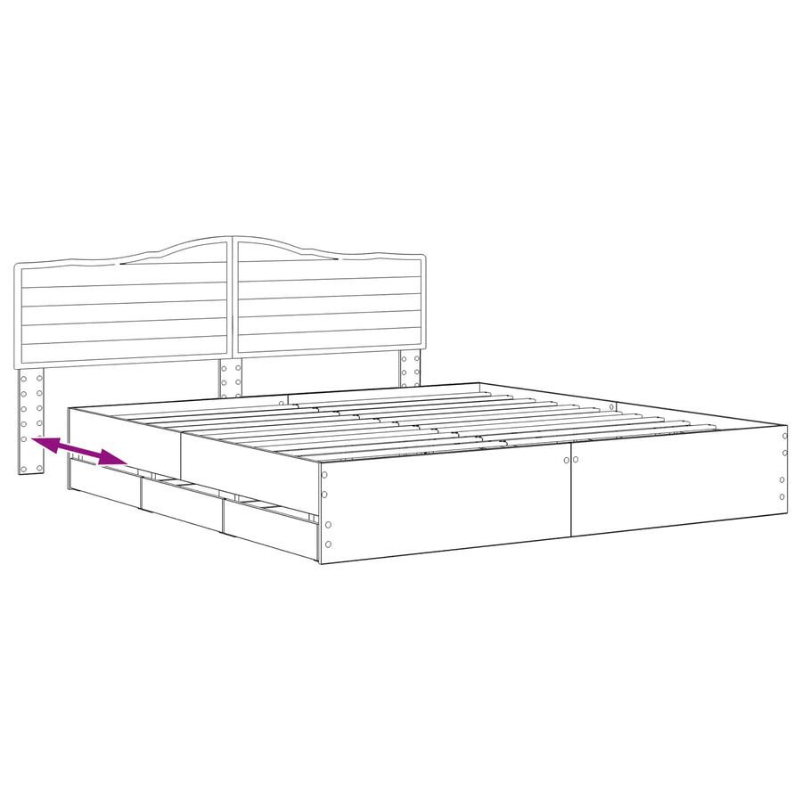 Bed Frame with Storage and Headboard Artisan Oak 180 x 200 cm