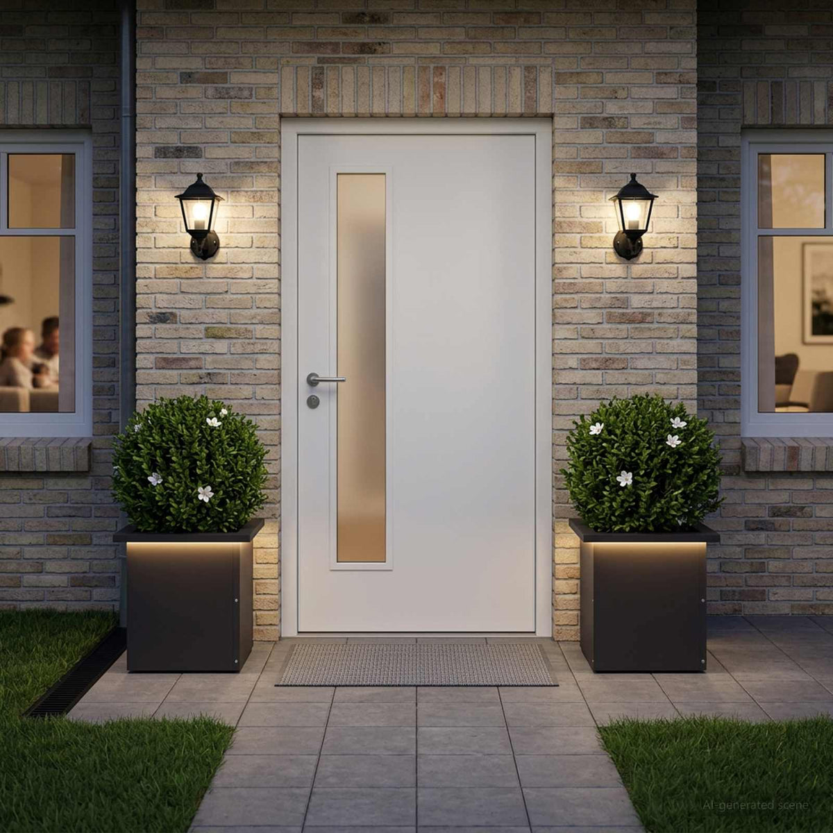 Plantenbak met led 2 st Zwart 30 x 30 x 30 cm Staal