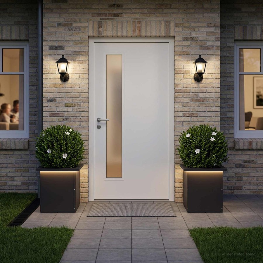 Plantenbak met led 2 st Zwart 30 x 30 x 30 cm Staal