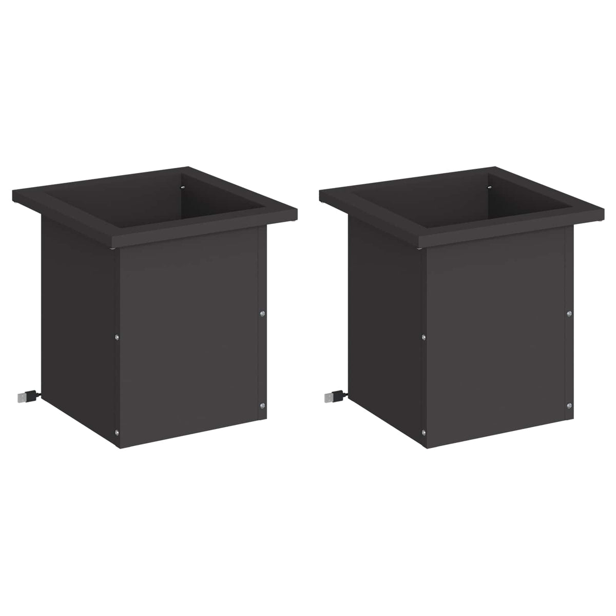 Plantenbak met led 2 st Zwart 30 x 30 x 30 cm Staal