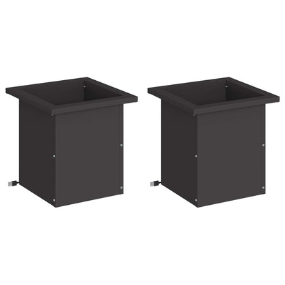 Plantenbak met led 2 st Zwart 30 x 30 x 30 cm Staal