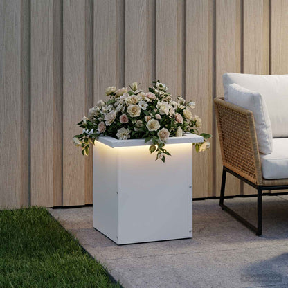 Plantenbak met led Wit 30 x 30 x 30 cm Staal