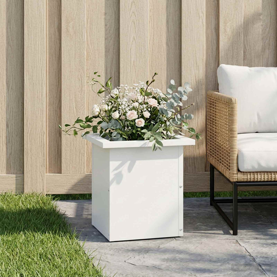 Plantenbak met led Wit 30 x 30 x 30 cm Staal