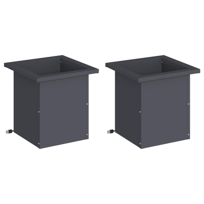 Plantenbak met led 2 st Antraciet 30 x 30 x 30 cm Staal