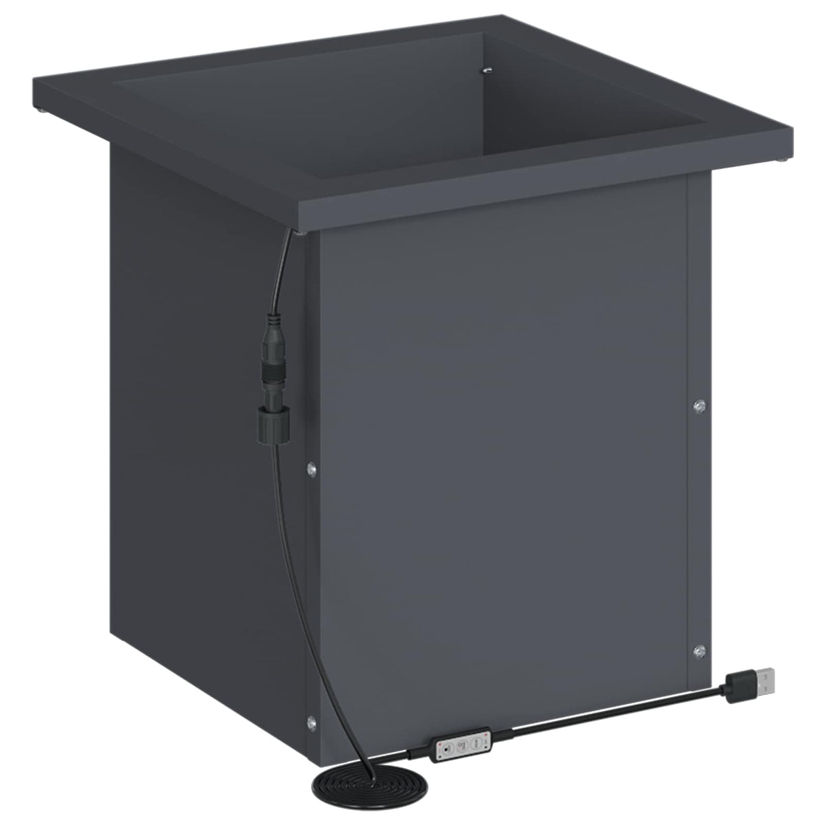 Plantenbak met led 2 st Antraciet 30 x 30 x 30 cm Staal