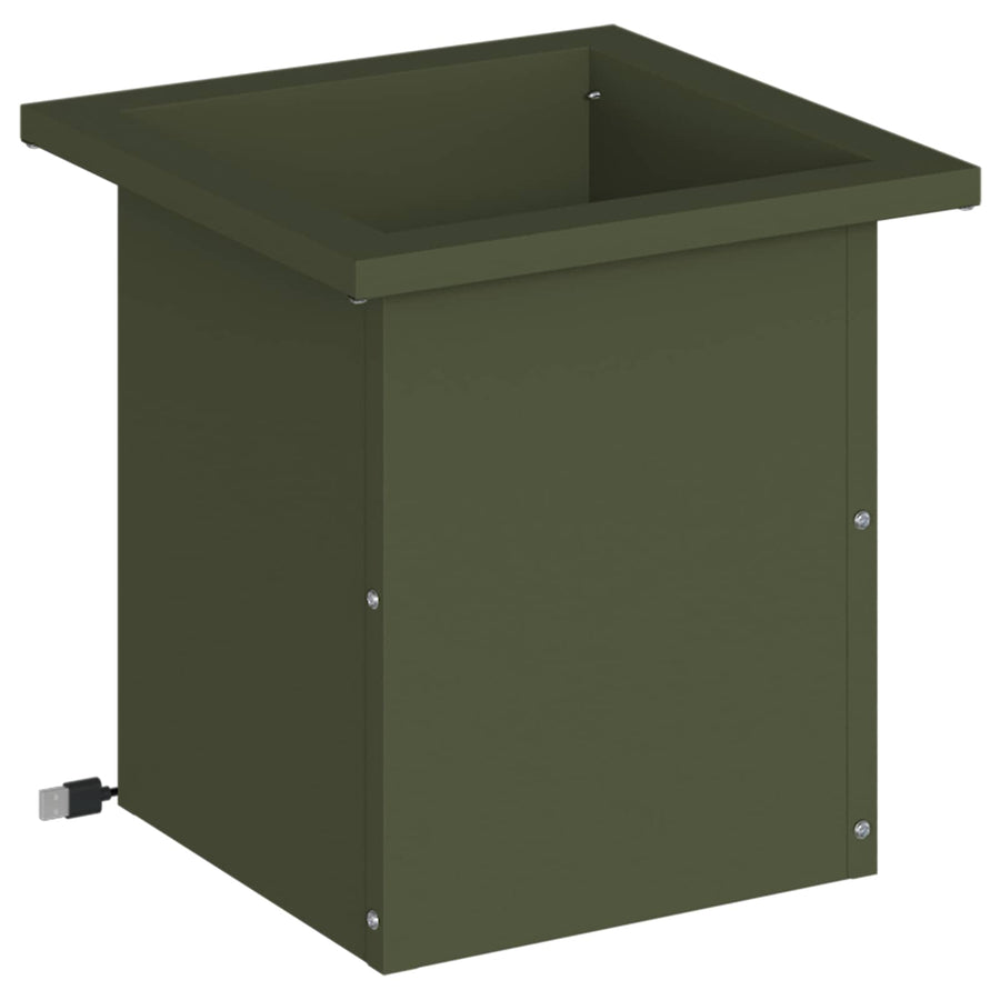 Plantenbak met led Olijfgroen 30 x 30 x 30 cm Staal