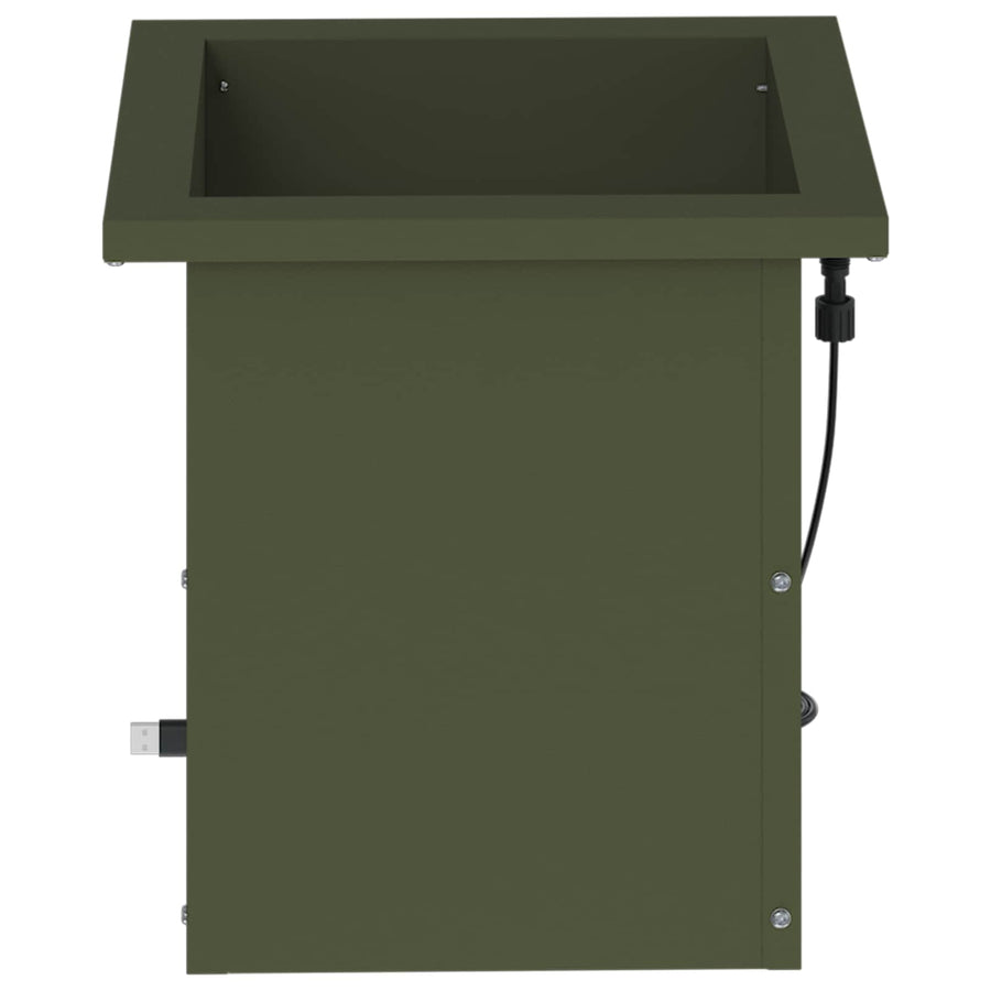 Plantenbak met led Olijfgroen 30 x 30 x 30 cm Staal